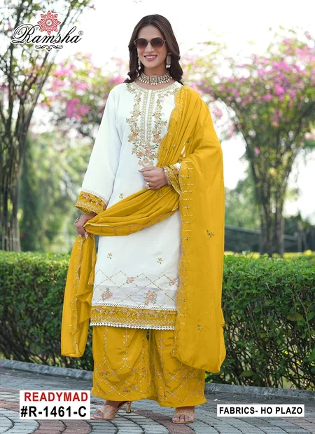 Ramsha R 1461 Ho Embroidery Work Top With Bottom Dupatta Wholesale Market In Surat